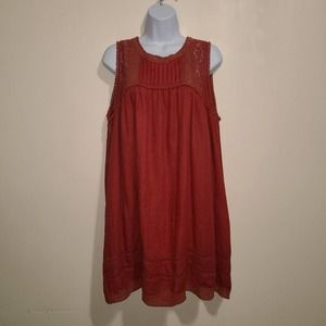 Altered State Swing Dress Burnt Orange Size Medium Lace Sleeveless Key